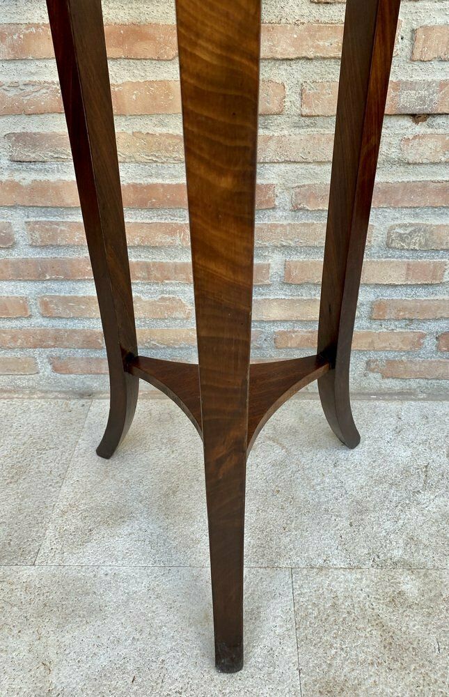 Antique French Louis XVI Style Walnut Bouillotte Side Table 1800s photo vinterior