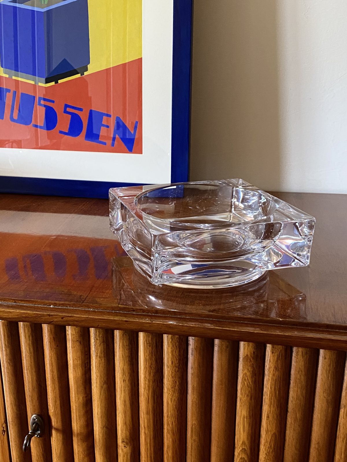 Monumental Molded Crystal Ashtray, Sevres France 1970s photo furniture