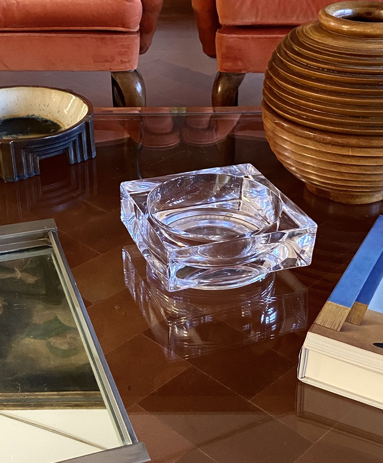 photo vintage Monumental Molded Crystal Ashtray, Sevres France 1970s