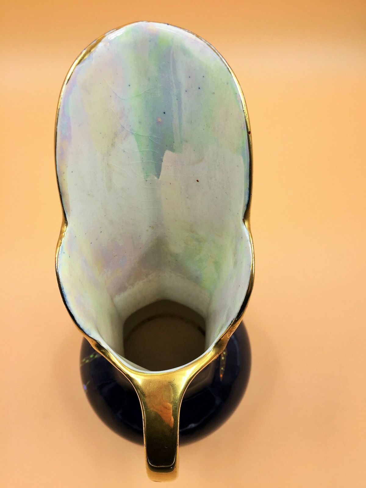 Art Deco Crown Devon Fieldings Cobalt Blue Lustre Gilt And Enameled Jug / Pitcher. A127 photo vintage