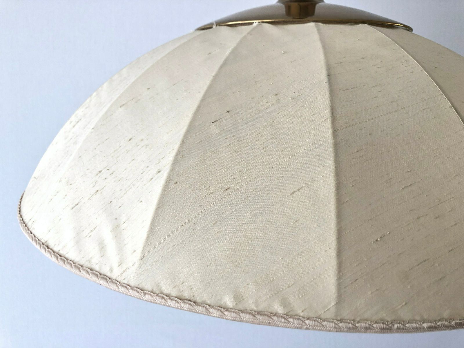 photo for sale Wonderful Beige Fabric And Brass Adjustable Shade Mid Century Modern Xl Pendant Lamp By Schröder & Co, 1970s, Germany