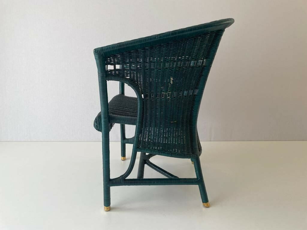 Green Wicker Armchairs With Gold Foot Detail, 60s/70s, Germany photo Furniture
