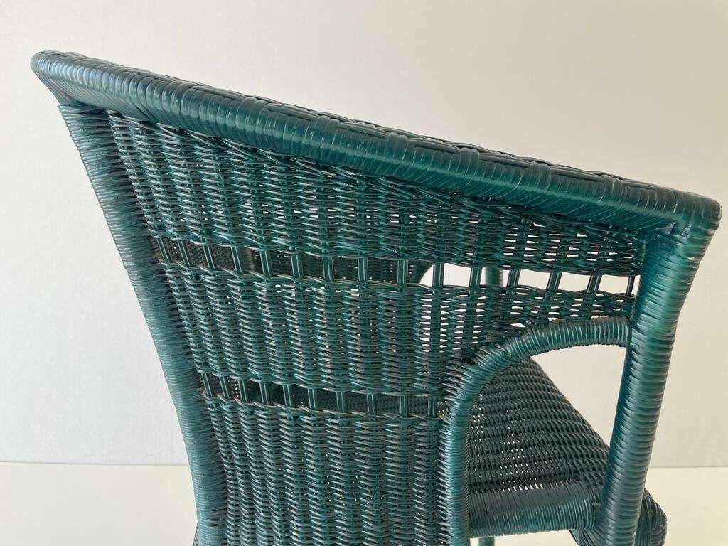 Green Wicker Armchairs With Gold Foot Detail, 60s/70s, Germany photo buy