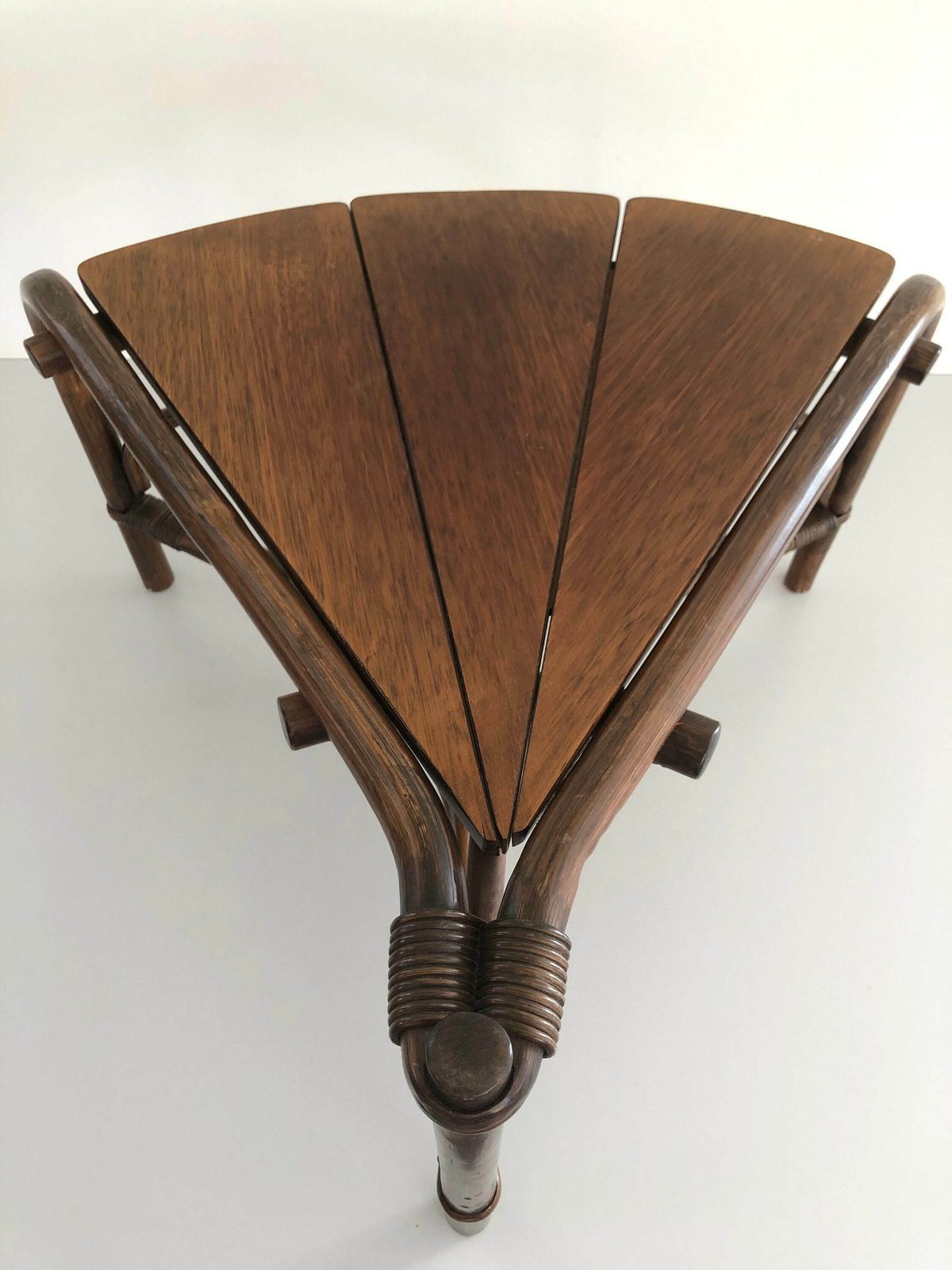 Dark Brown Bamboo   Wood Triangle Pieces Design Rare Coffee Table, 1960s photo Furniture