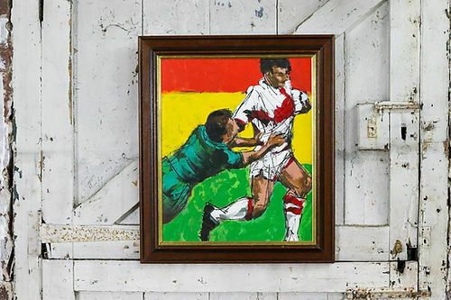 Rugby Oil Painting, 1990s, Contemporary photo Art