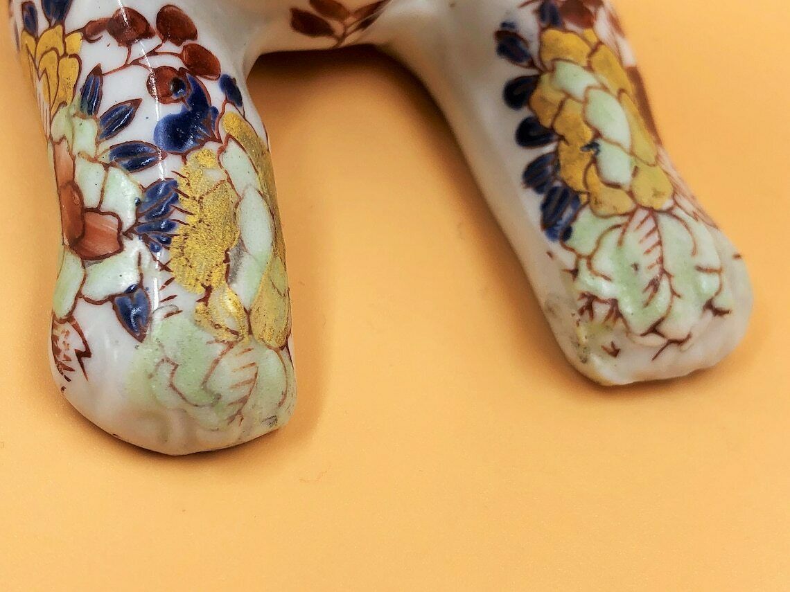 Signed Chinese Porcelain Hand Painted Imari Hound Dog By Yayou Zhen Cang. photo buy