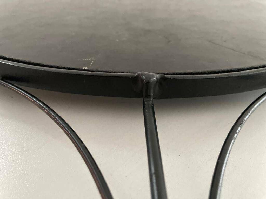 photo furniture Round Black Metal Atomic Style Wall Mirror, 1980s, France