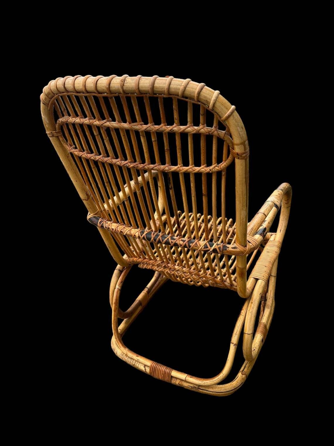 Mid Century Bamboo And Cane Armchair After Tito Agagoli. Home Decor photo for sale