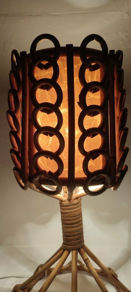 Rattan Table Lamp, Spain, 1980s photo furniture