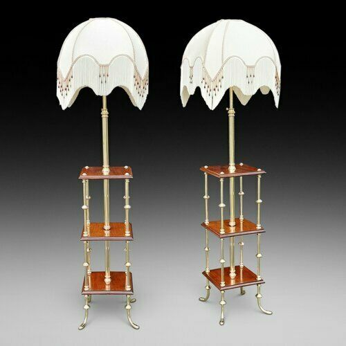 Pair Of Early 20thc Brass Standard Lamps