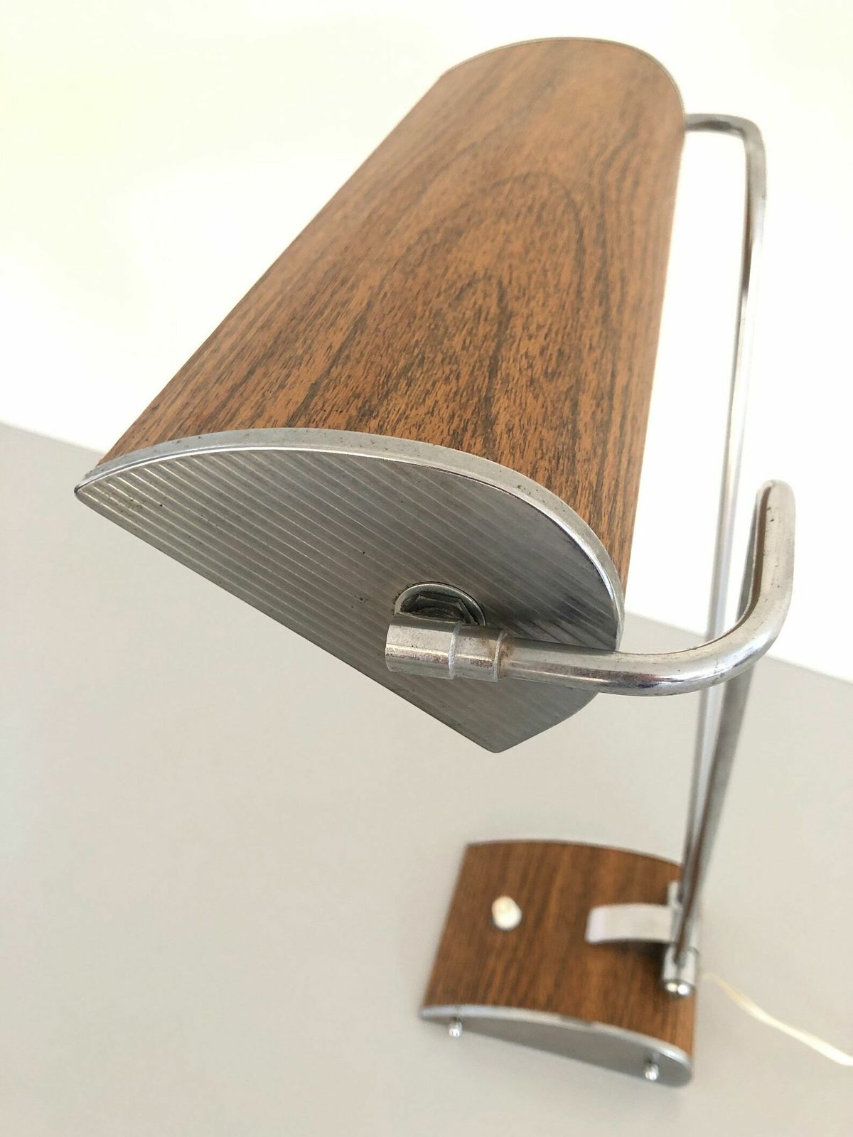 French Design Wood Texture Metal Large Desk Lamp By Eileen Gray, 1950s, France photo buy