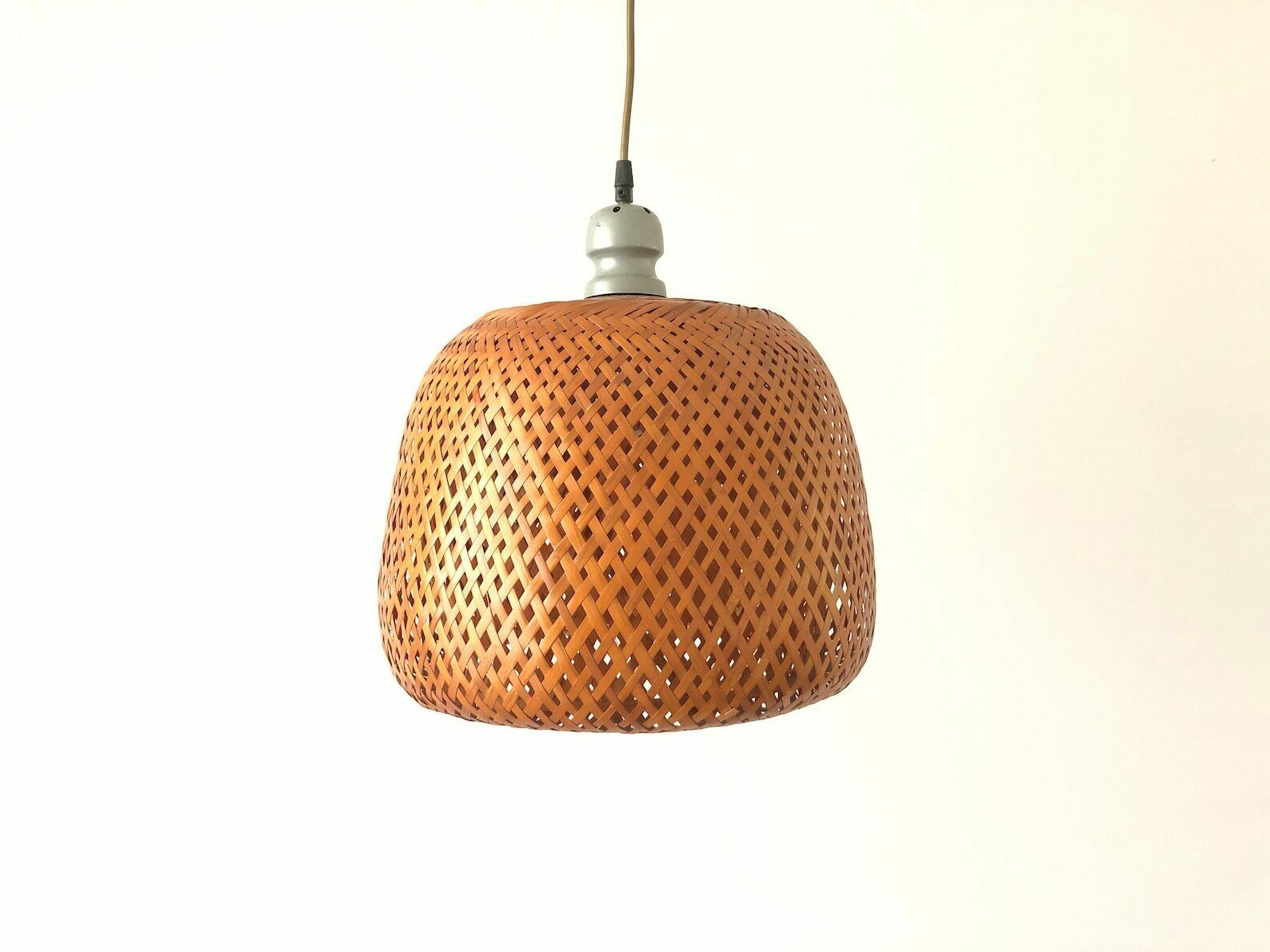Unique Italian Design Wicker Pendant Lamp, 1960s, Italy photo furniture