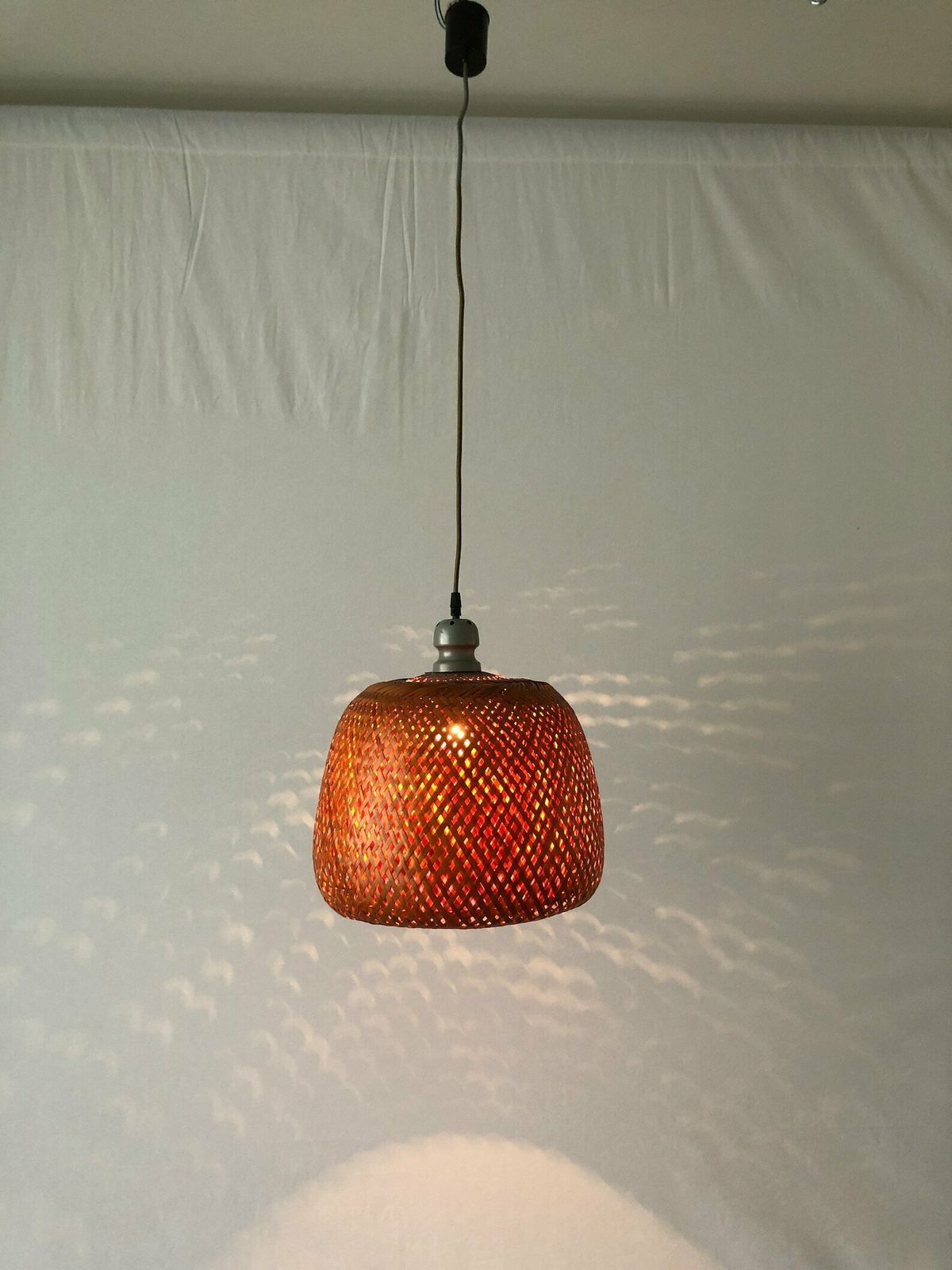 Unique Italian Design Wicker Pendant Lamp, 1960s, Italy photo Lighting