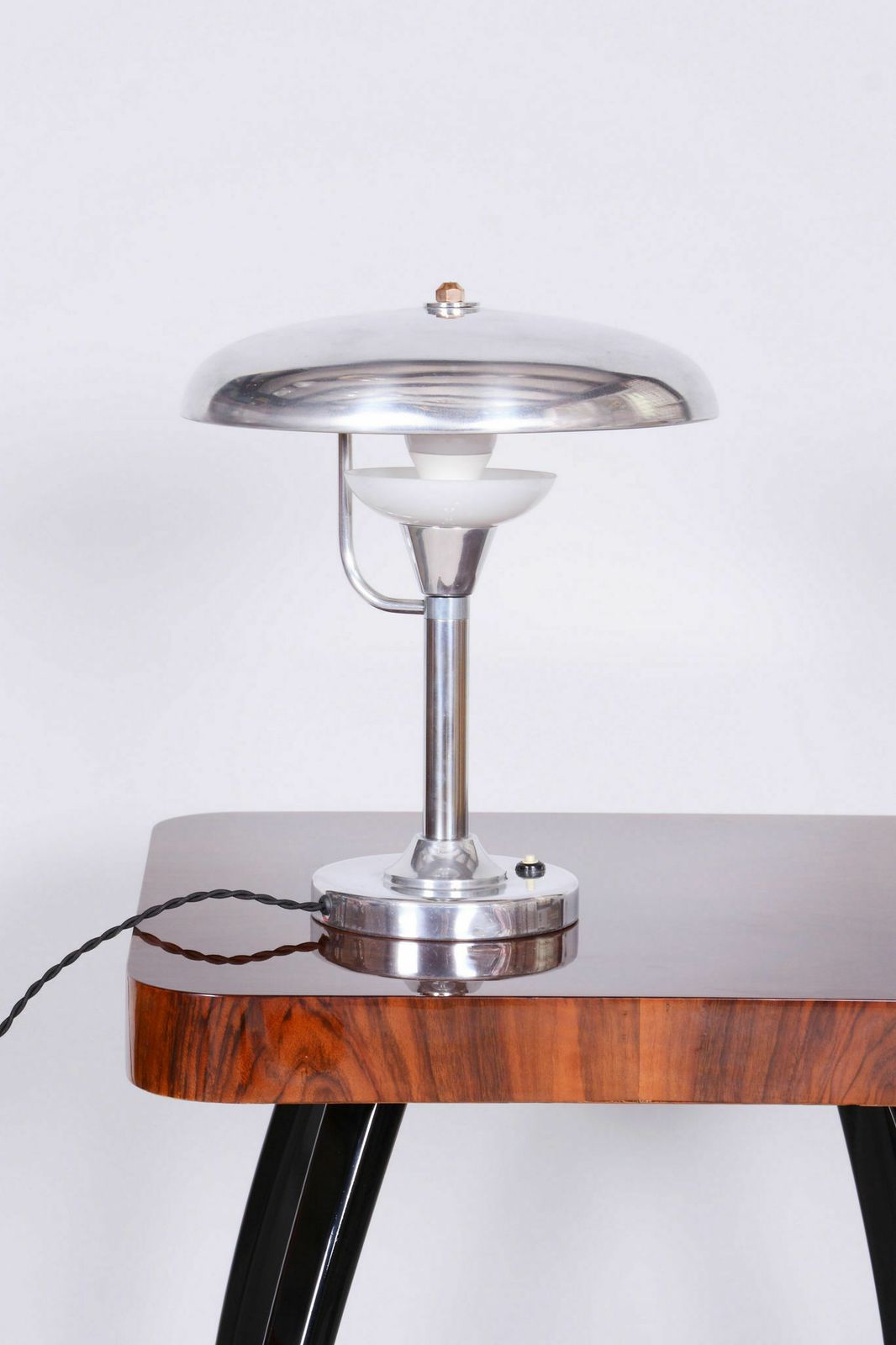 Restored Bauhaus Table Lamp, By Franta Anýž, Nickle Plated Steel, Czech, 1920s photo 650.0