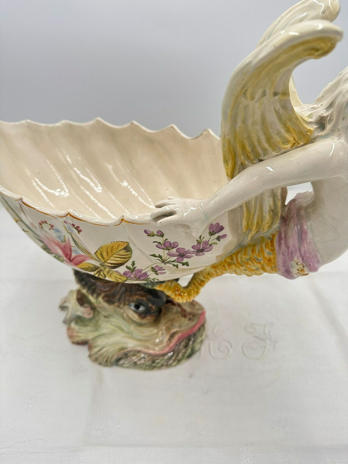 photo furniture Italian Majolica Nove Centerpiece Bowl Mermaid