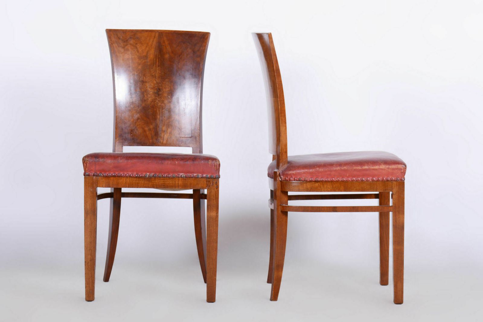 photo for sale Six Art Deco Chairs, Walnut, Restored, Original Upholstery, France, 1920s