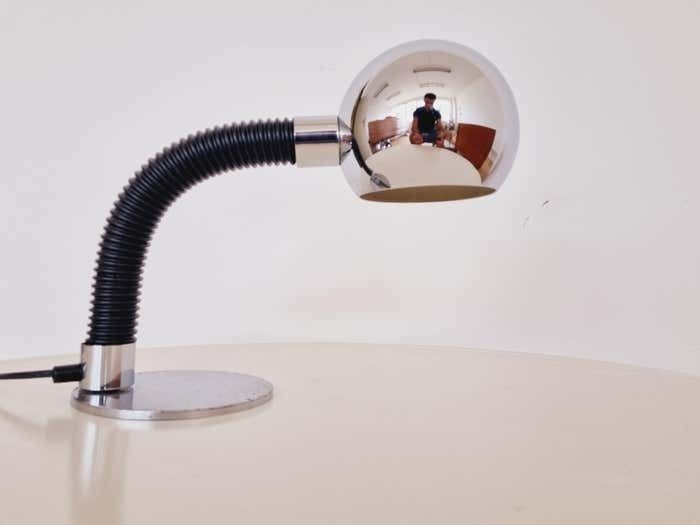 Pair Of Midcentury Table Lamp Targetti Sankey Space Age Italy 1970s photo vinterior