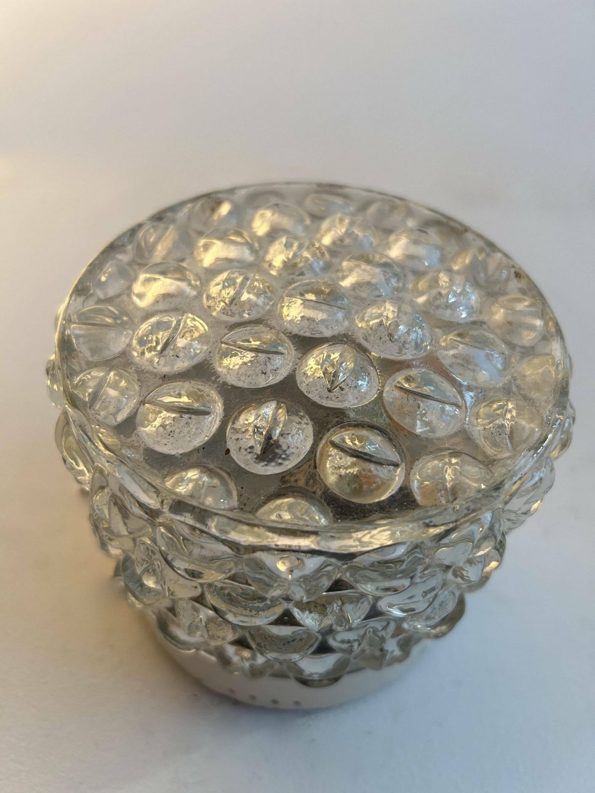Pair Of Vintage Wall Lights, Pressed Molded Glass, France 1960s photo vinterior