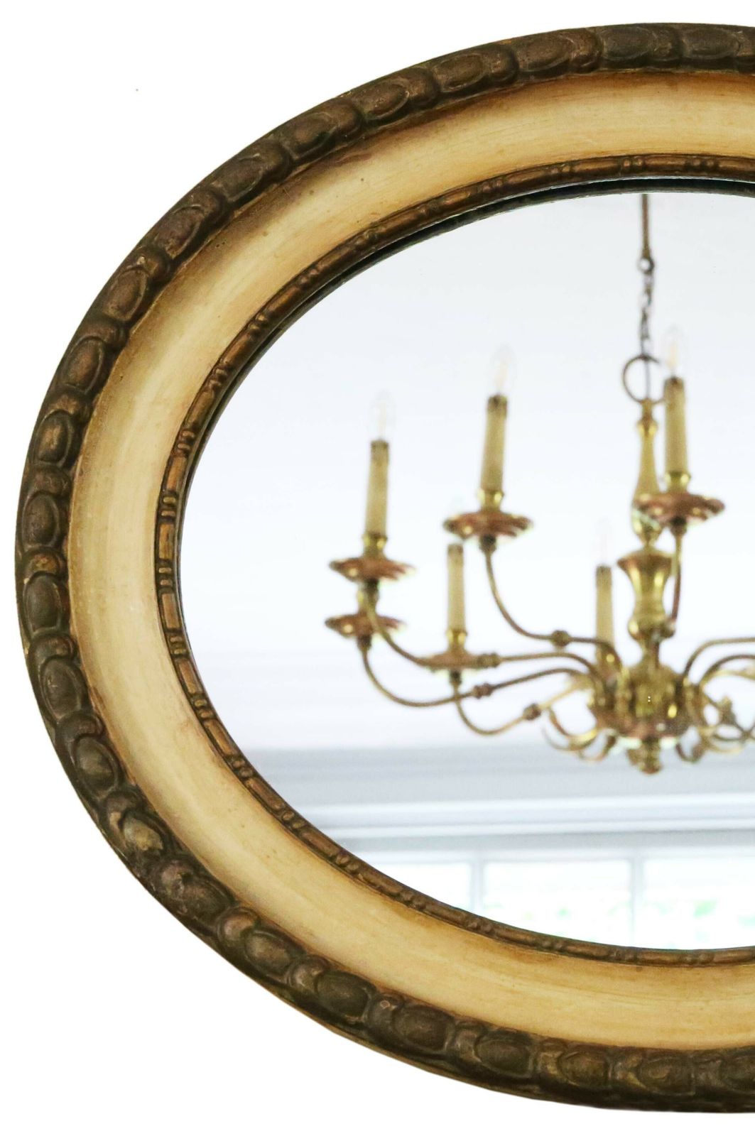 Antique Quality Oval Gilt And Cream Overmantle Wall Mirror 19th Century photo furniture