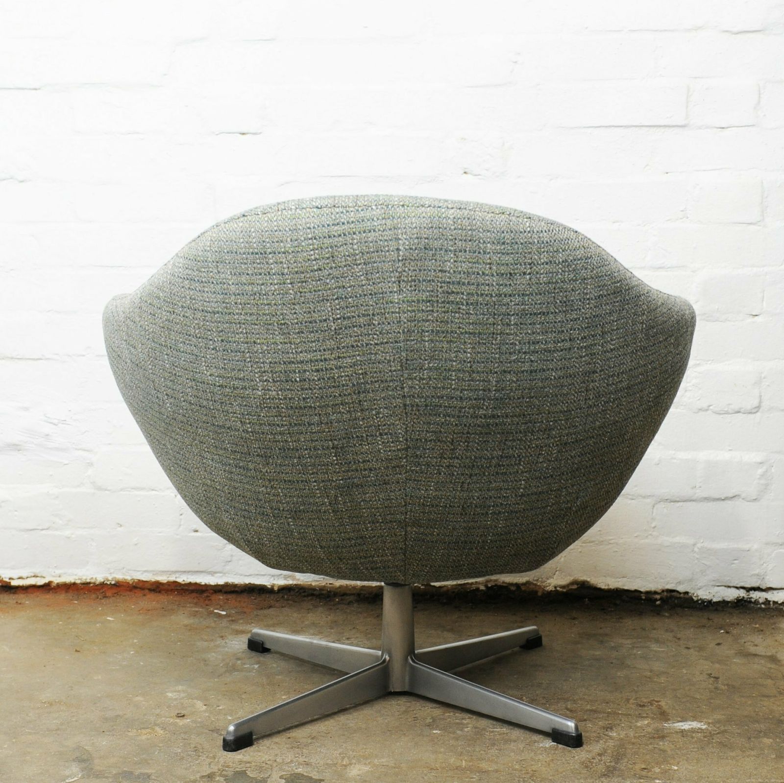 Vintage Swivel Newly Upholstered Blue/Grey Egg Chair 1970s photo vintage