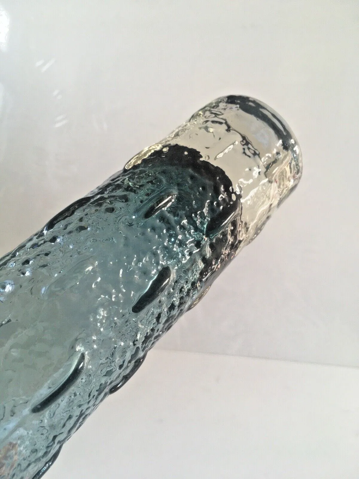 photo for sale Mid Century Riihimaki Blue Grey Knobbly Textured Glass Vase 1461 Scandi Retro