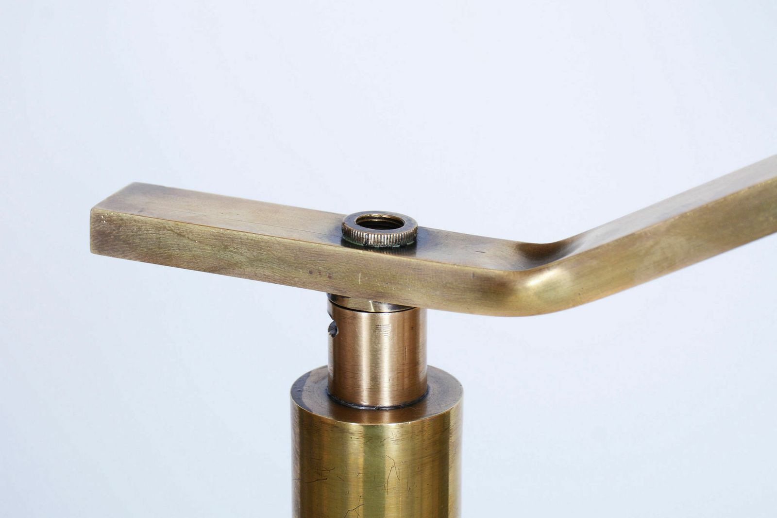 Restored Art Deco Floor Lamp, Walnut, Brass, New Electrification, Czech, 1930s photo for sale