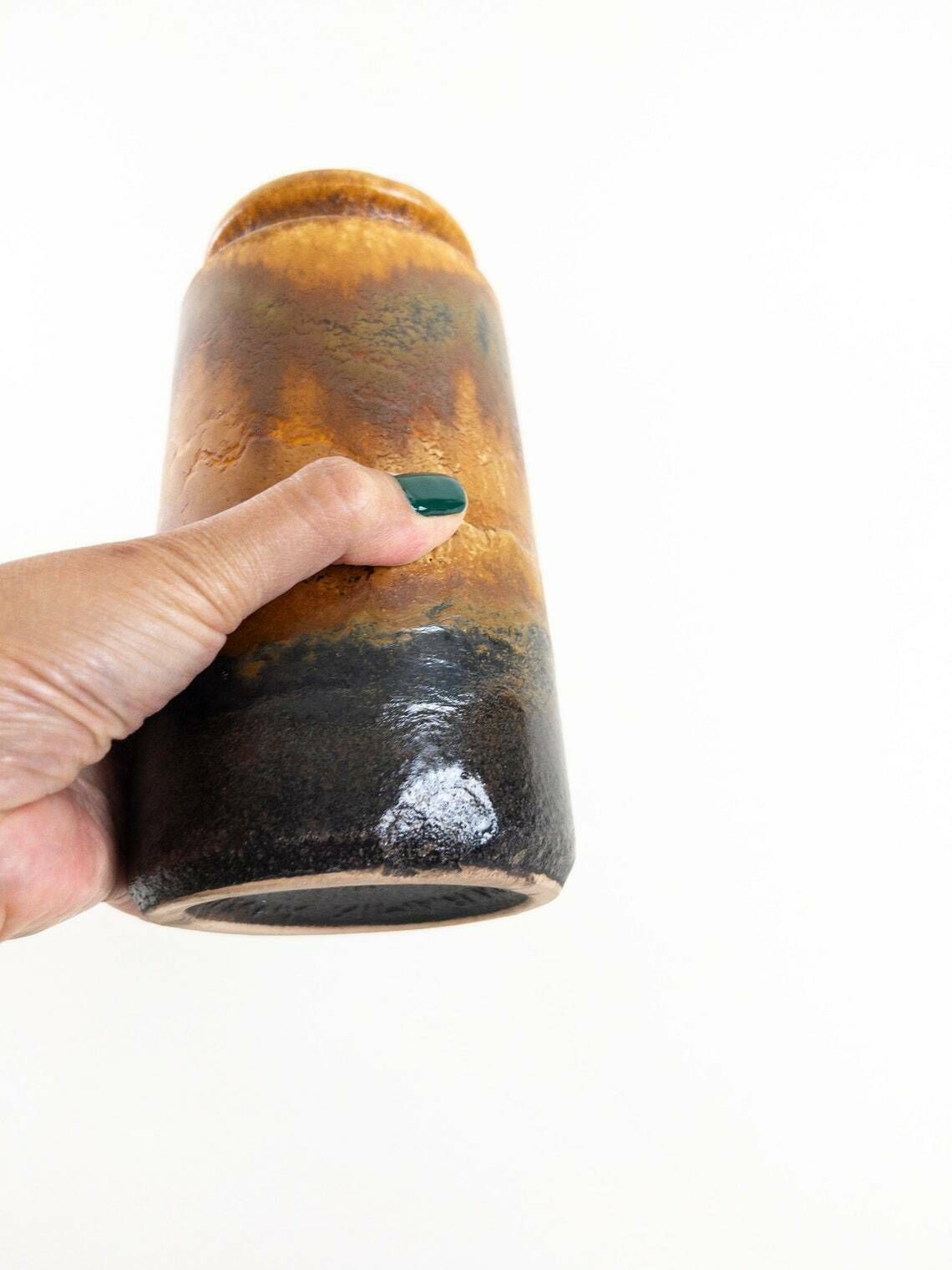 West German Pottery Vase By Scheurich 201 18   Copper Brown Glaze Scheurich Keramik   West German Vase photo vintage