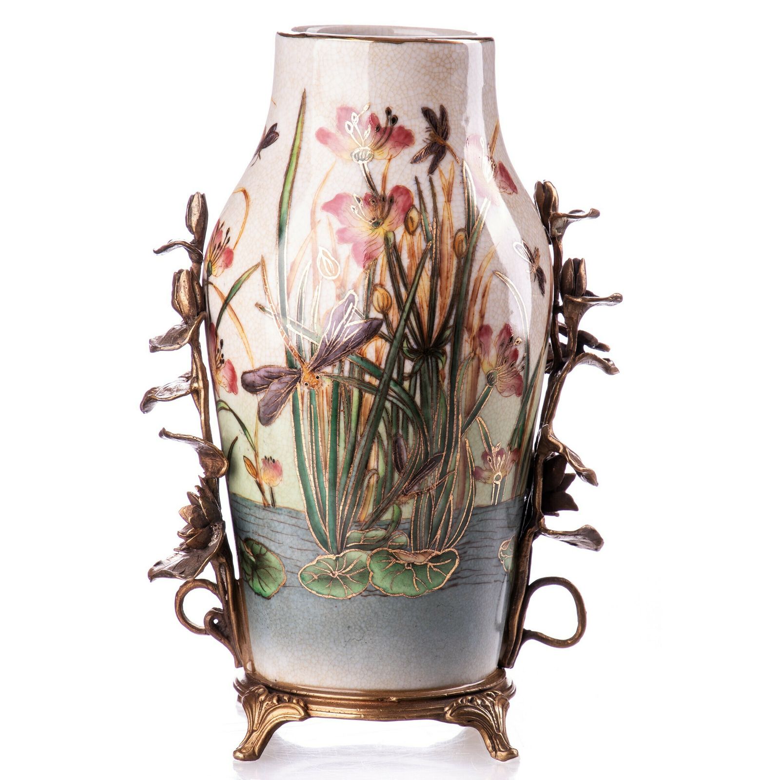 Antiqua Bronze And Porcelain Vase