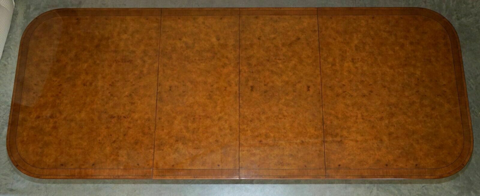 Exquisite Two Pedestal Burr Walnut Extending Dining Table & 10 Chairs Suite photo Furniture