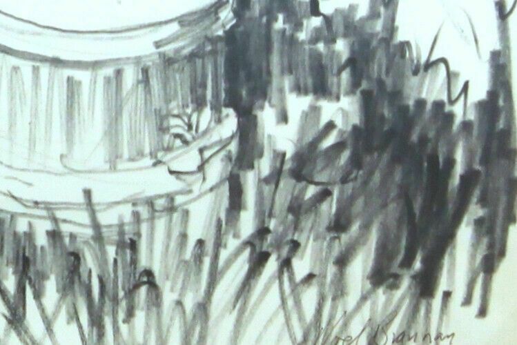 Ink And Pencil By Noel Brannan. Fenland Scene At Wisbeach St Mary. photo for sale