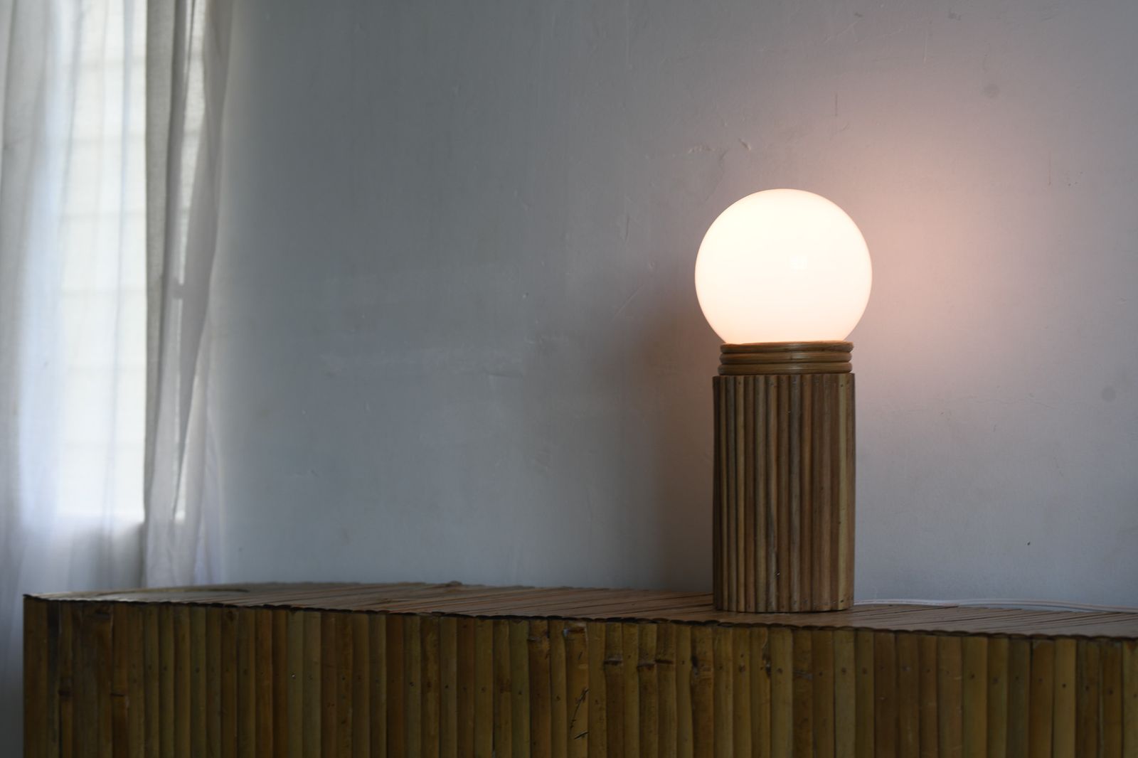 Midcentury Modern Pencil Reed Table Lamp photo Lighting