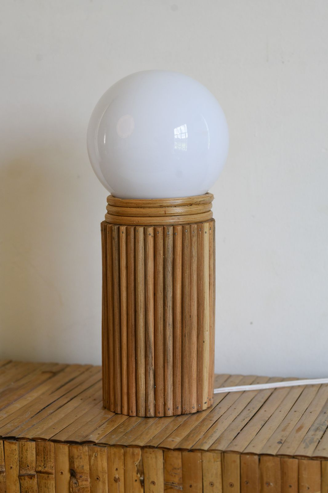 Midcentury Modern Pencil Reed Table Lamp photo 355.5