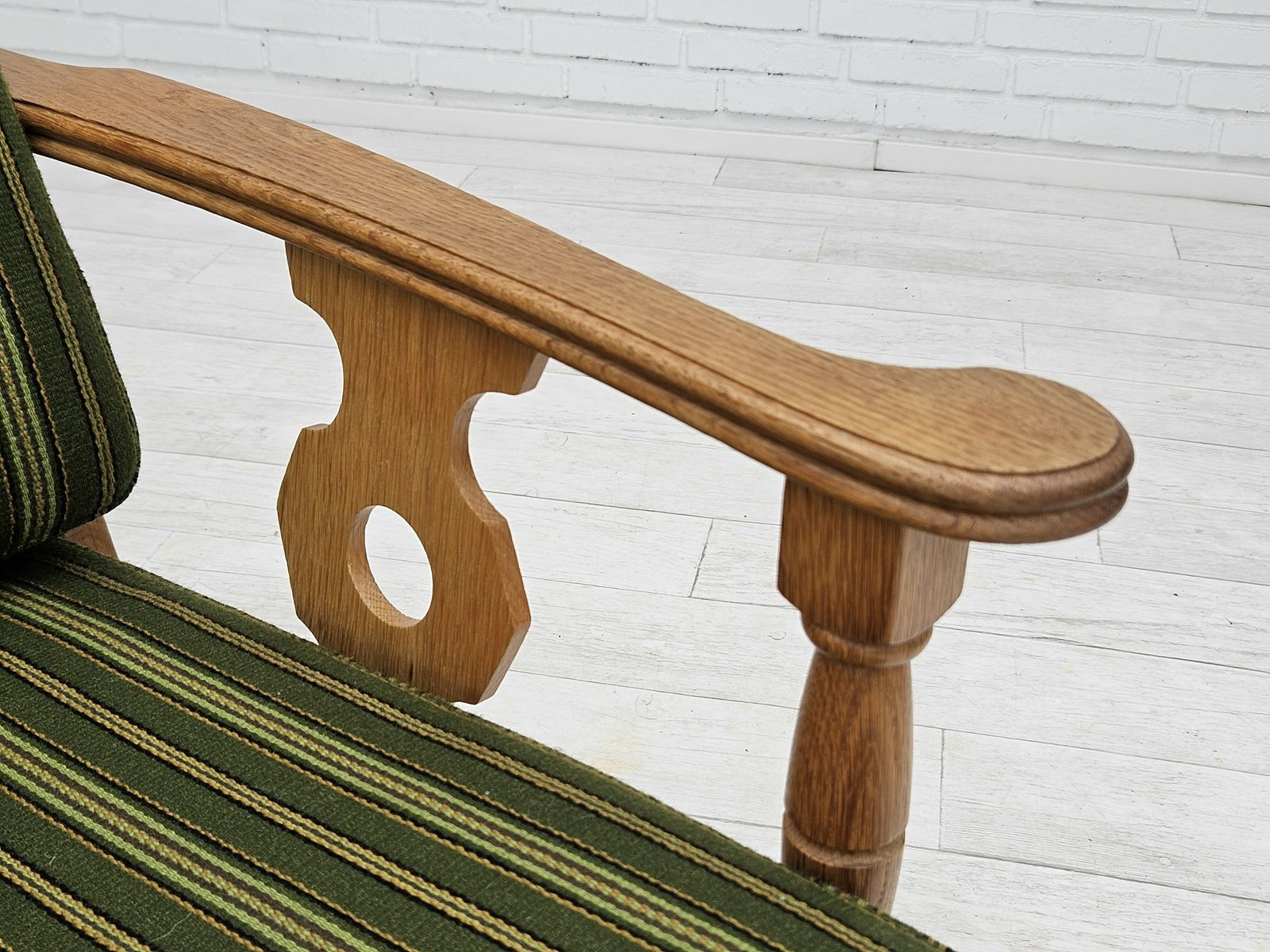 1970s, Danish Design, Oak Wood Armchair In Furniture Wool, Original Condition. photo buy