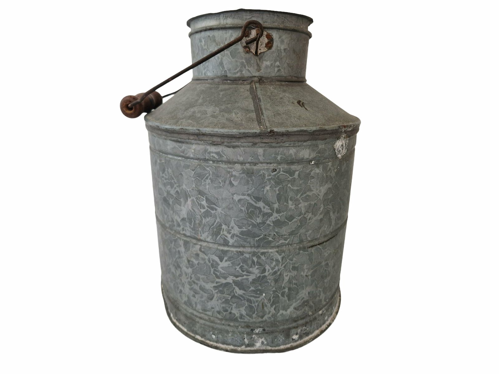 French Galvanized Fishing Creel, Large Vintage Zinc Minnow Bucket, Gift For Fisherman photo for sale