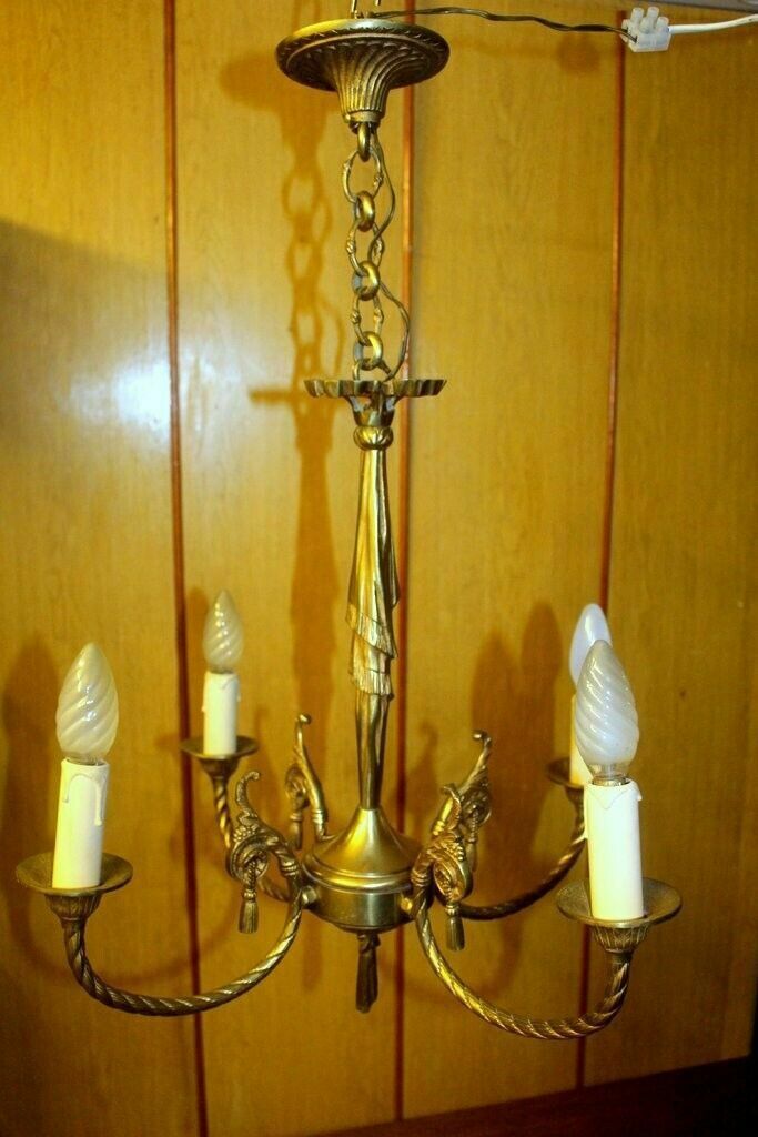 Italian Heavy Bronze Empire Lamp Ceiling Chandelier Lamp 5 Lights 65 X 50 Cm photo furniture