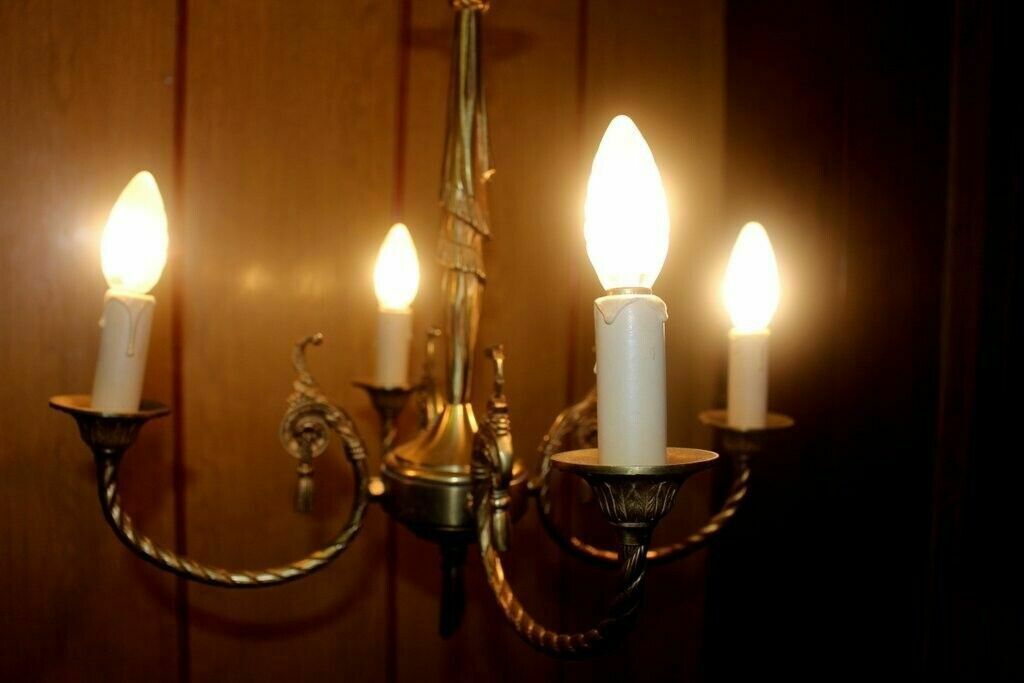 Italian Heavy Bronze Empire Lamp Ceiling Chandelier Lamp 5 Lights 65 X 50 Cm photo for sale