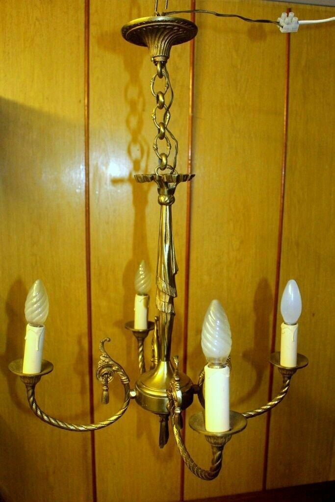 Italian Heavy Bronze Empire Lamp Ceiling Chandelier Lamp 5 Lights 65 X 50 Cm photo vinterior