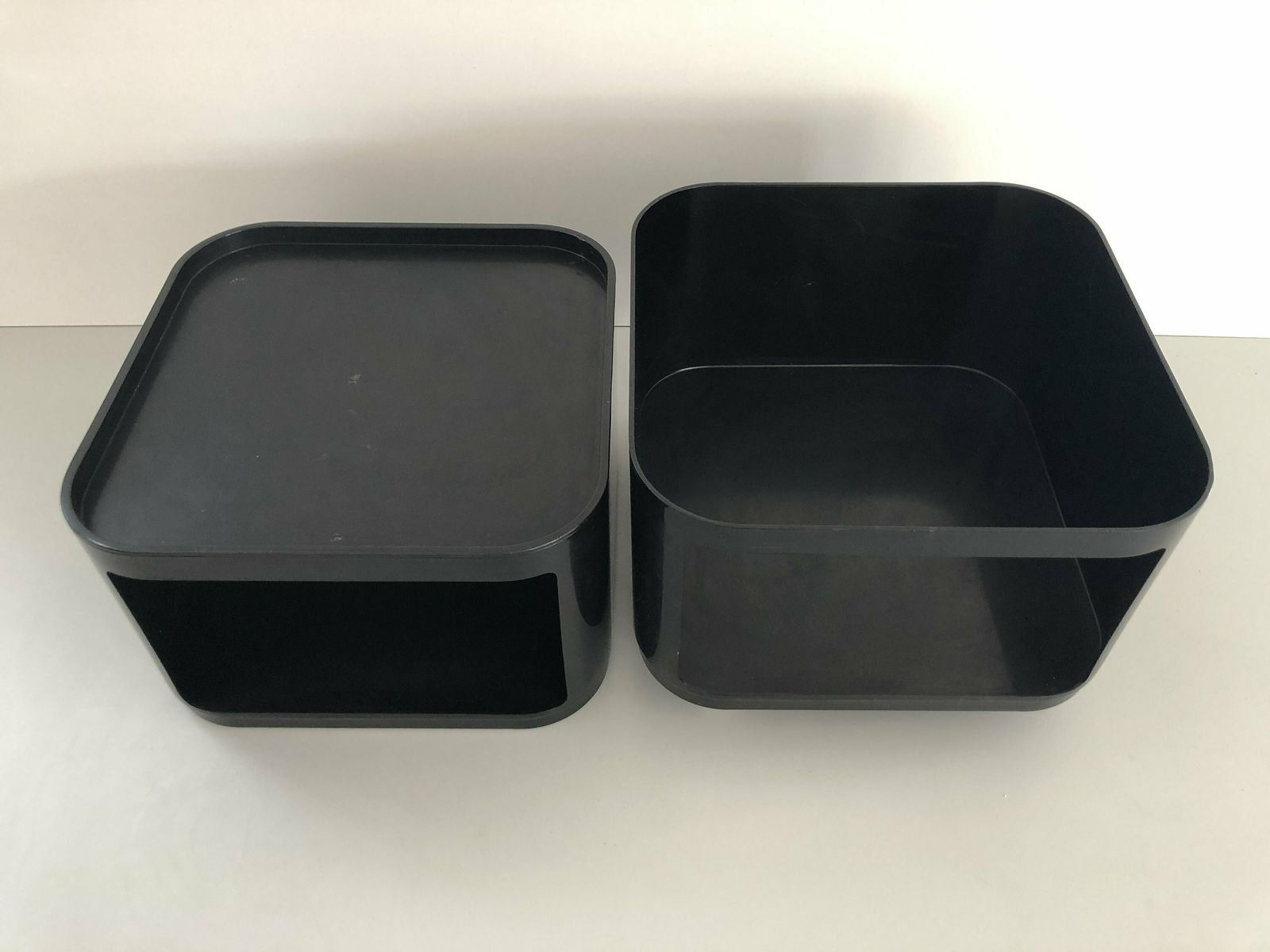 Iconic Italian Design Black Side Table With 2 Shelf, 1970s, Italy photo Furniture