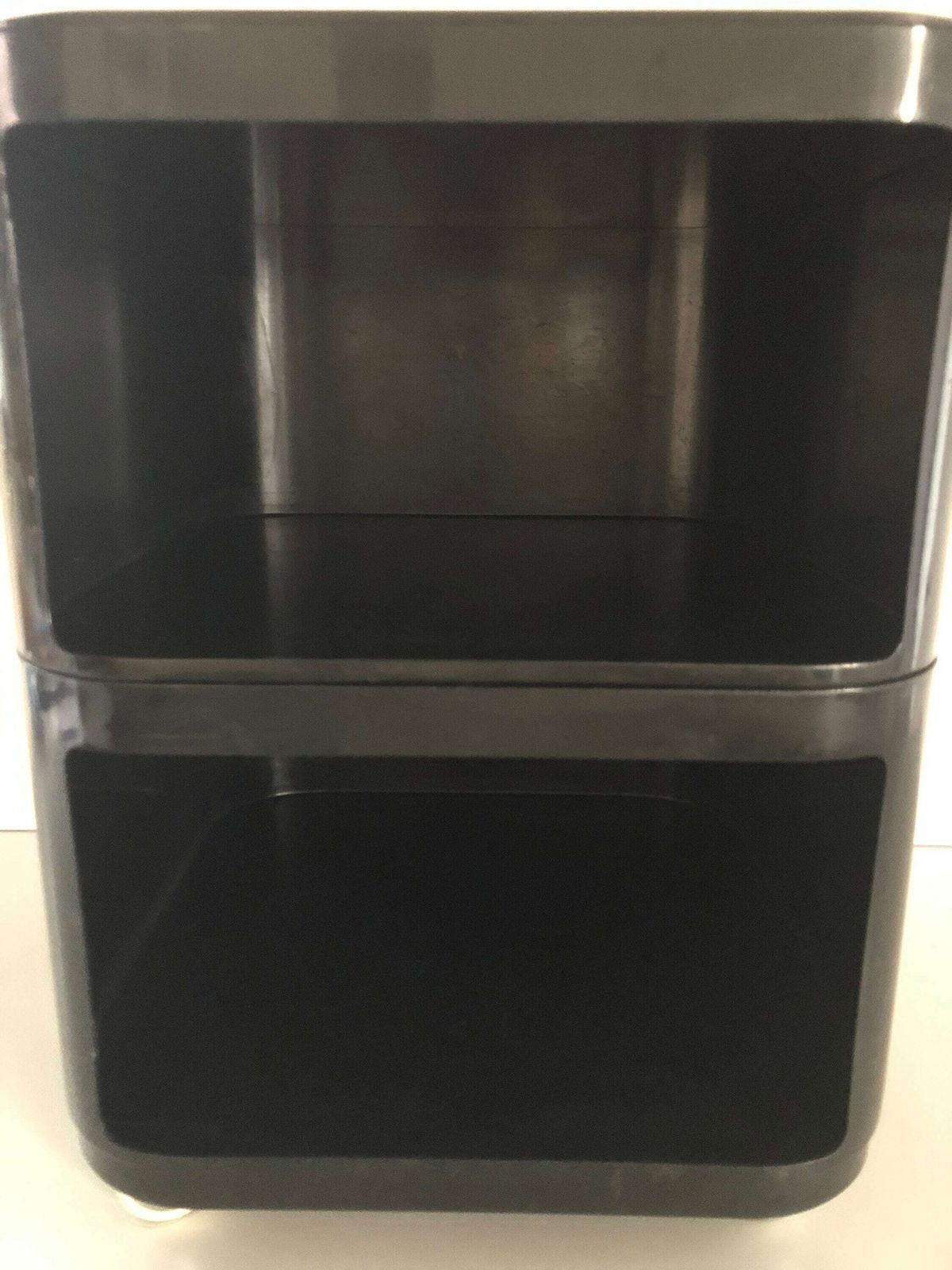 Iconic Italian Design Black Side Table With 2 Shelf, 1970s, Italy photo vinterior