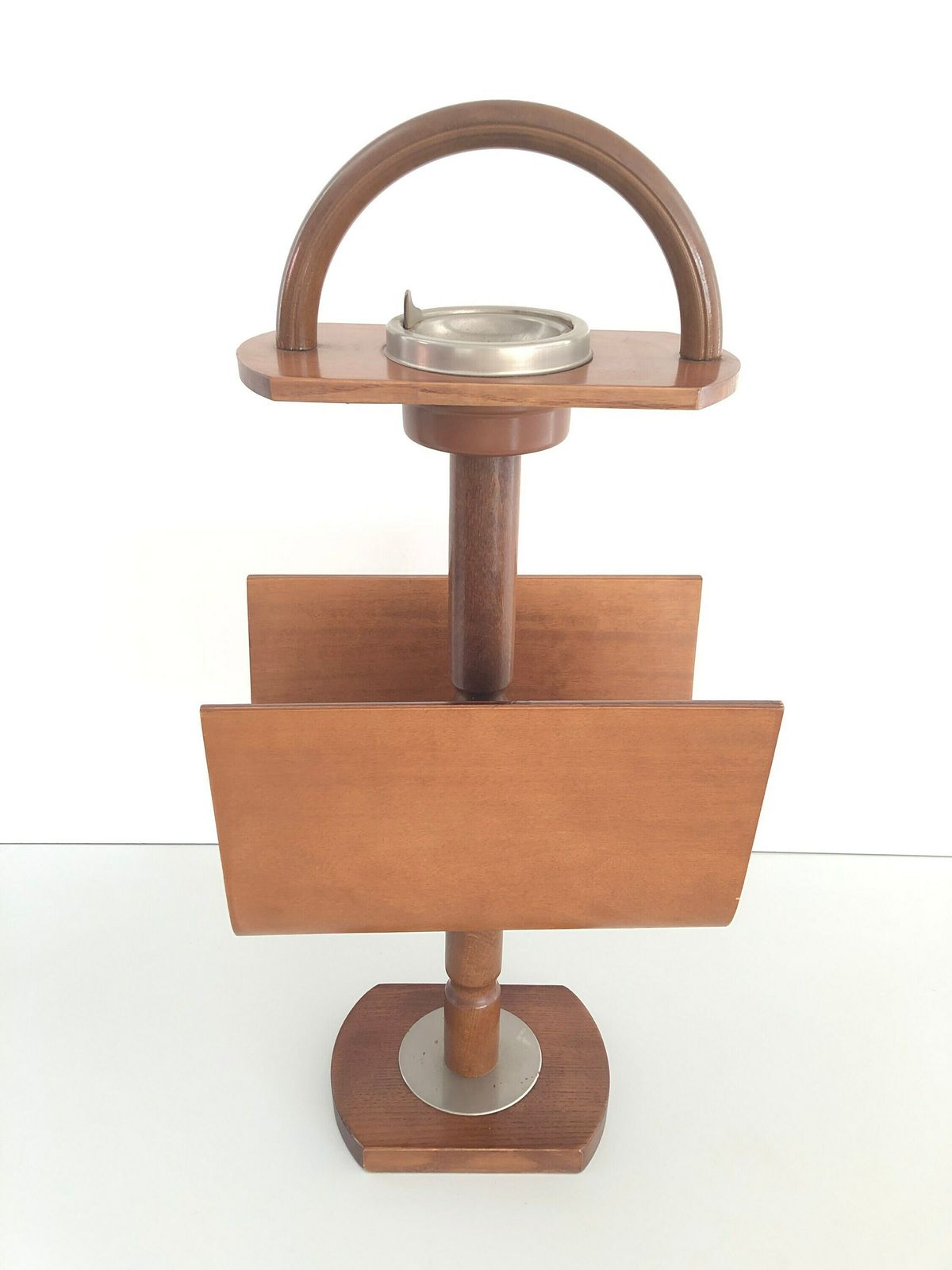 Mid Century Italian Wood Magazine Stand With Asian Top, 1950s, Italy photo for sale