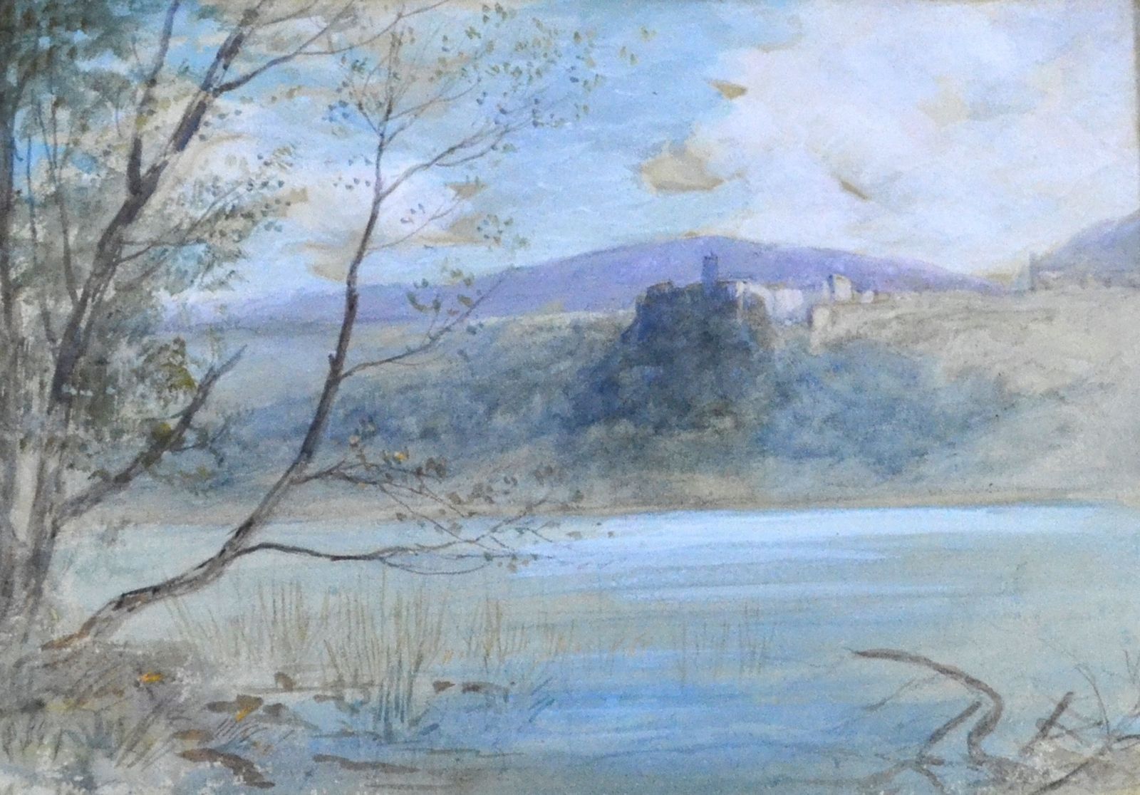 John Macwhirter   Victorian Watercolour Of Lake Nemi, Italy