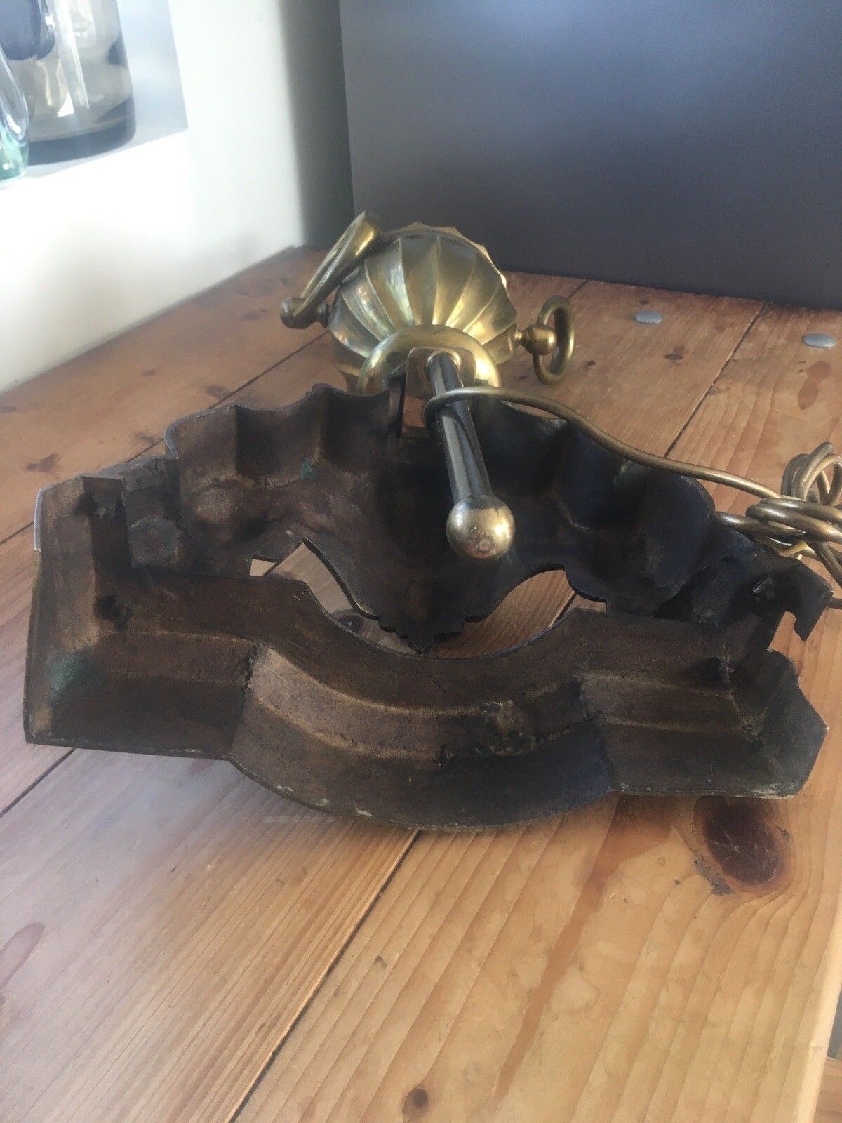 1000.0 Grand Pair Of Antique Brass Putti Dolphin Fireside Andiron Table Lamps Fire Dogs photo