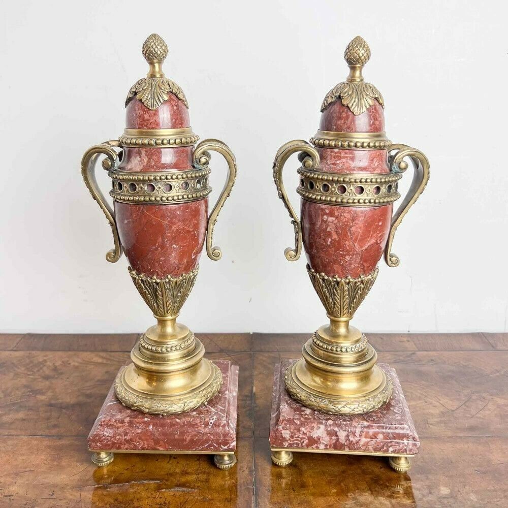 A Pair Of French Rouge Marble And Gilt Bronze Cassolettes photo furniture