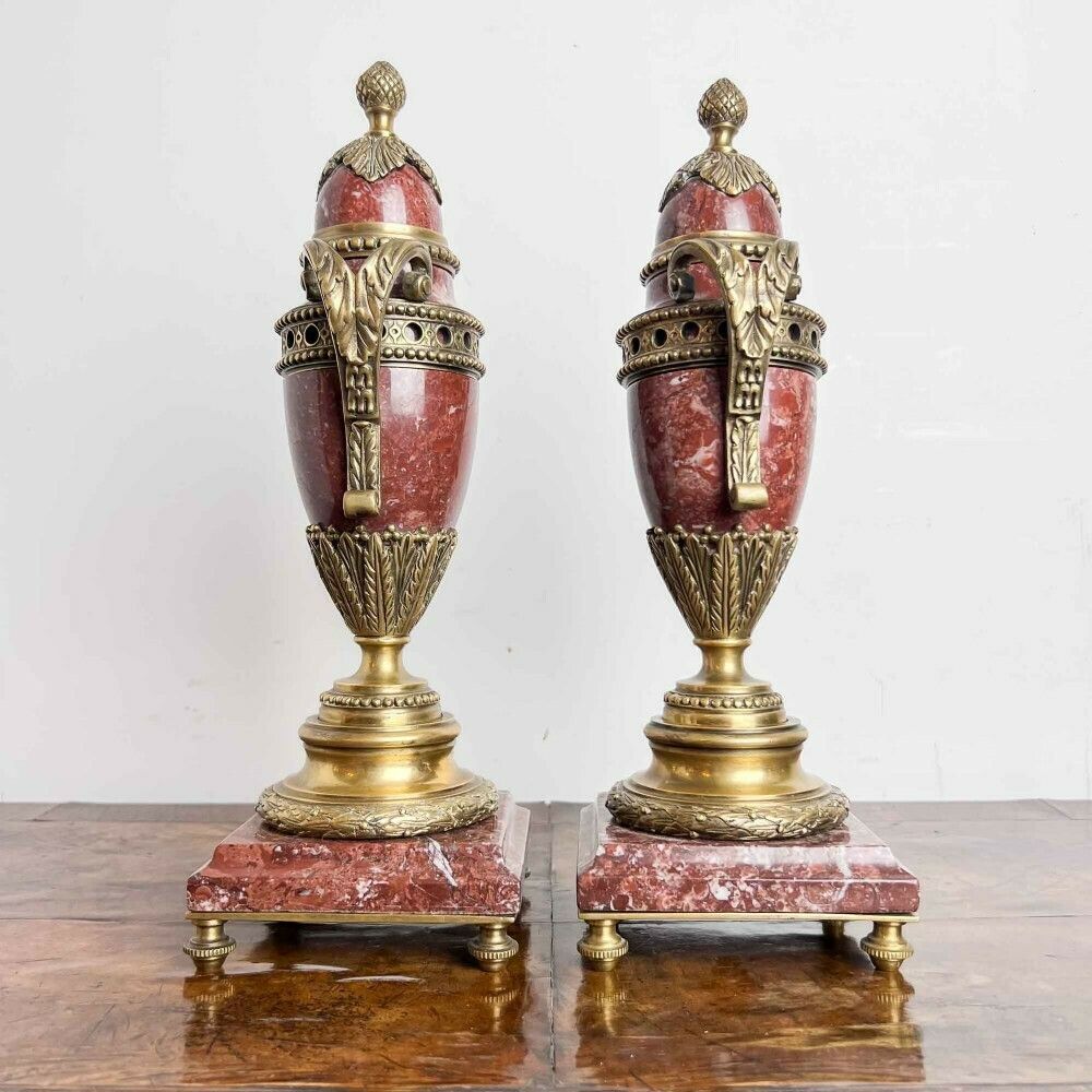 A Pair Of French Rouge Marble And Gilt Bronze Cassolettes photo 1125.0