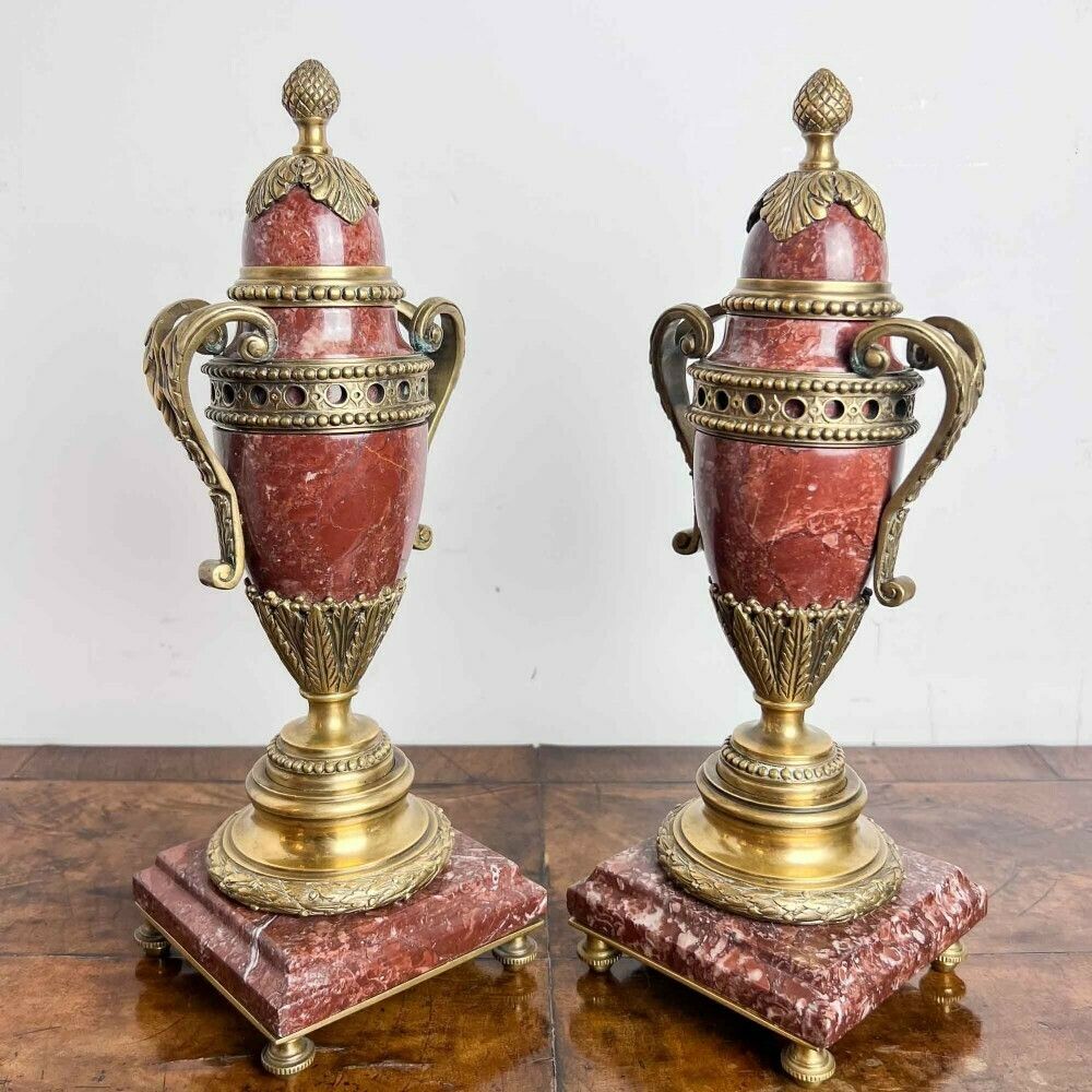 A Pair Of French Rouge Marble And Gilt Bronze Cassolettes photo buy