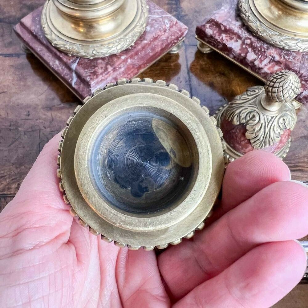 Home Decor A Pair Of French Rouge Marble And Gilt Bronze Cassolettes photo