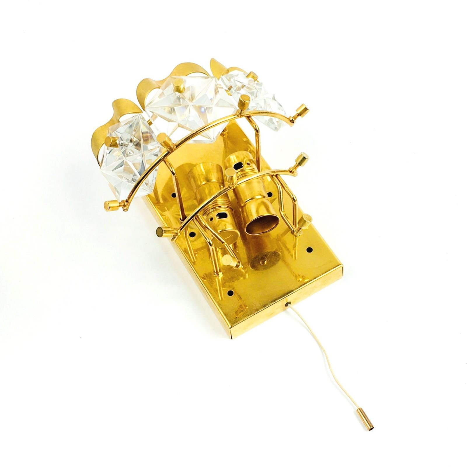 Wandlamp Met Geslepen Kristalglas En Verguld Messing Van Kinkeldey, Duitsland, Jaren 1970 photo vinterior