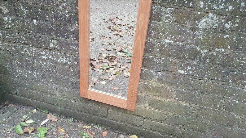 Top Quality Long Golden Ash Or Oak Mirror With Heart Motif. Lover’s Mirror photo for sale