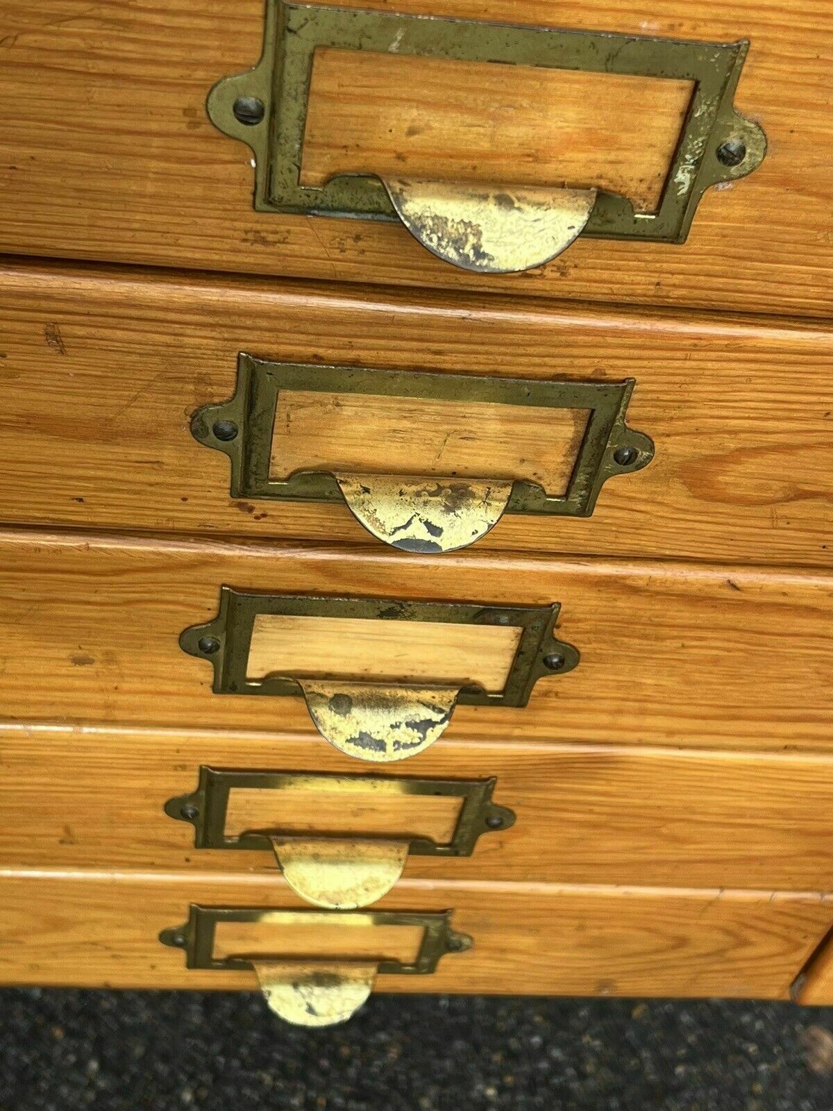 Furniture Mid Century Pine Bank Of Collectors Drawers. 15 Drawers. Good Quality. photo