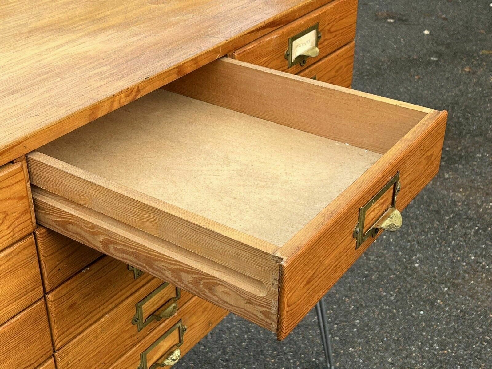 712.0 Mid Century Pine Bank Of Collectors Drawers. 15 Drawers. Good Quality. photo